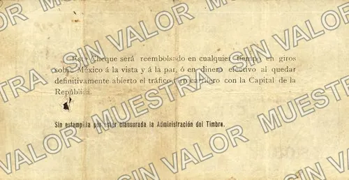5 pesos, Deutsch-Südamerikanische Bank printed number, handwritten number (M1061), M1061a $5 Deutsch-Südamerikanische Bank (printed number, handwritten number, reverso