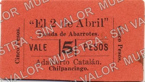 5 pesos, 'El 2 de Abril' (M2016), M2016 $5 'El 2 de Abril', anverso