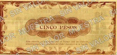 5 pesos, Estado de Coahuila (M1072), reverso