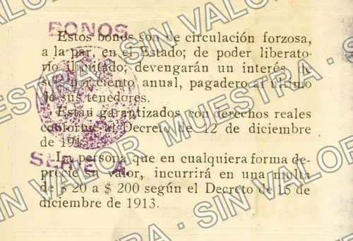 5 pesos, Estado de Durango (M1485), M1485a $5 Estado de Durango, reverso