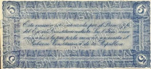5 pesos, Estado de Durango (M1495), reverso