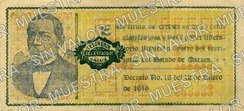 5 pesos, Estado de Oaxaca (M3373), M3373e $5 Estado de Oaxaca, reverso