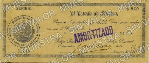 5 pesos, Estado de Sinaloa (M3766), anverso