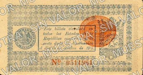5 pesos, Gobierno Convencionalista (M3202), M3202a $5 Gobierno Convencionalista, reverso