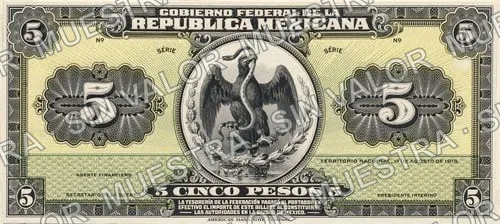 5 pesos, Gobierno Federal (M1269), M1269a $5 Gobierno Federal, anverso