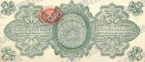 5 pesos, Gobierno Provisional de México (M1240), reverso