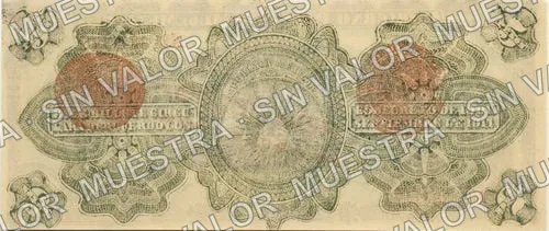 5 pesos, Gobierno Provisional de México (M1240), M1240e $5 Gobierno Provisional de México, reverso