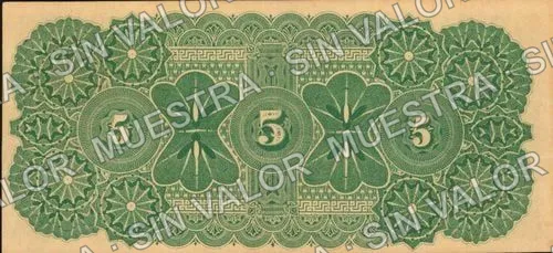 5 pesos, L. Gutiérrez (M771), reverso
