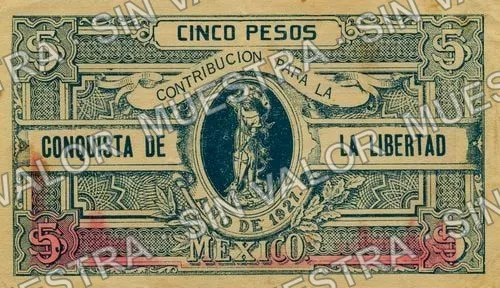 5 pesos, Liga Nacional Defensora de la Libertad Religiosa (M4364), M4364 $5 Liga Nacional Defensora de la Libertad Religiosa, anverso