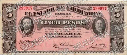 5 pesos (M922), anverso (M922c $5)