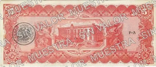 5 pesos (M922), reverso (M922c $5)
