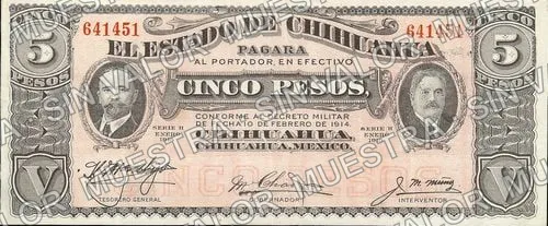 5 pesos (M922), anverso (M922f $5)