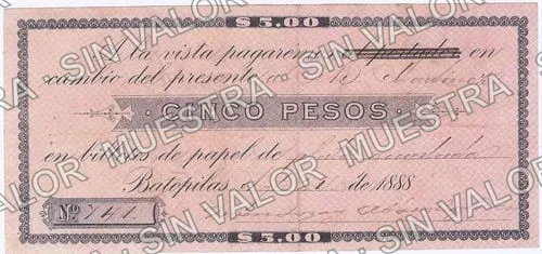 5 pesos, Mendoza y Abasolo, Sucs (M613), anverso