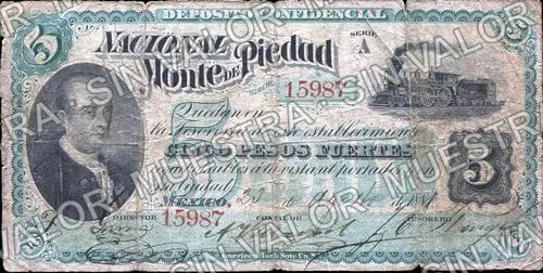 5 pesos, Nacional Monte de Piedad (M691), anverso