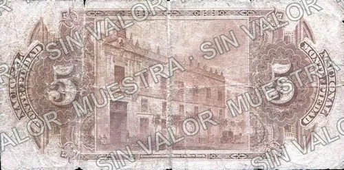5 pesos, Nacional Monte de Piedad (M691), reverso