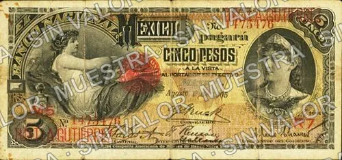 5 pesos, needlepunched 'MERIDA' (M298), M298bd $5 overprinted 'TUXTLA GUTIERREZ', anverso