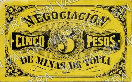 5 pesos, Negociación de Minas de Topia (M712), M712 $5 Negociación de Minas de Topia, anverso