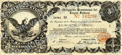 5 pesos, Obligación Provisional (M1252), anverso