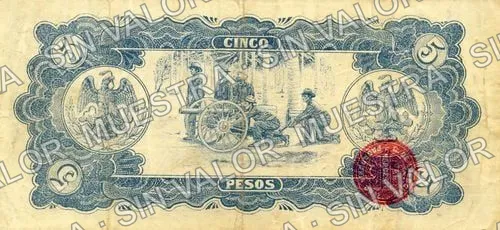 5 pesos, Pagaduría del Cuerpo de Ejército del Noroeste (M2263), reverso
