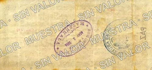 5 pesos, Santa María de la Paz (M3679), M3679 $5 Santa María de la Paz, reverso