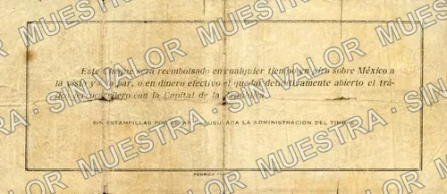 5 pesos, Sucursal del Banco Minero (M1463), reverso