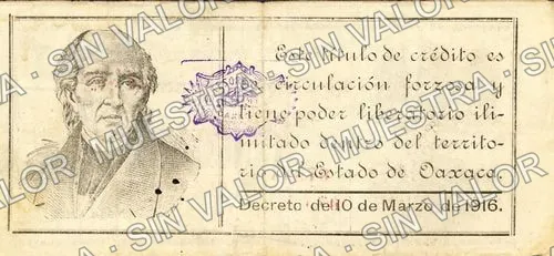5 pesos, Tesorería General first printing (M3370), M3370a $5 Tesorería General first printing, reverso