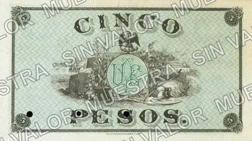 5 pesos, Vallado y Escalante (M797), reverso