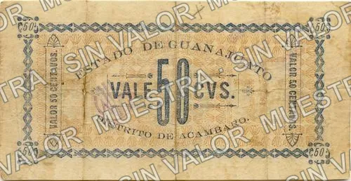 50 centavos, Acámbaro (M1585), M1585 50c Acámbaro, anverso