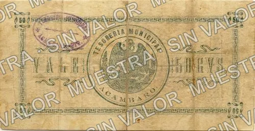 50 centavos, Acámbaro (M1585), M1585 50c Acámbaro, reverso