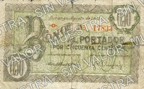 50 centavos, Asociación Durangueña (M1474), M1474 50c Asociación Durangueña, anverso