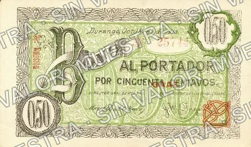 50 centavos, Asociación Durangueña (M1479), anverso