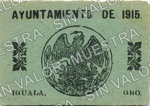 50 centavos, Ayuntamiento de 1915, Iguala (M1949), reverso (M1949b 50c Ayuntamiento de 1915, Iguala)