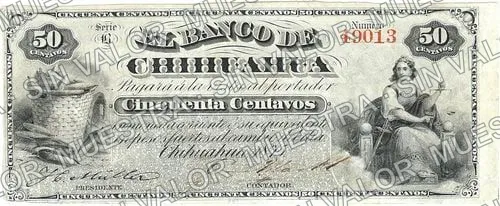 50 centavos, Banco de Chihuahua (M70), anverso
