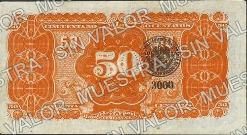 50 centavos, Banco de Hidalgo del Parral (M103), M103a 50c Banco de Hidalgo del Parral, reverso
