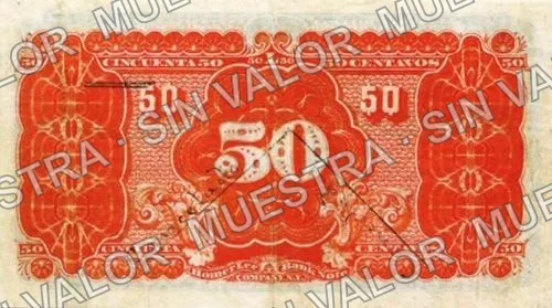 50 centavos, Banco de Hidalgo del Parral (M103), M103a 50c Banco de Hidalgo del Parral, reverso