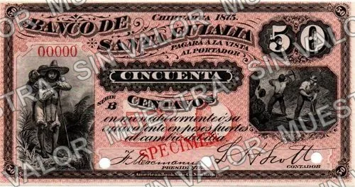 50 centavos, Banco de Santa Eulalia (M162), M162s 50c Banco de Santa Eulalia specimen, anverso