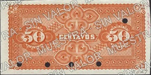 50 centavos, Banco de Santa Eulalia (M162), M162s 50c Banco de Santa Eulalia specimen, reverso