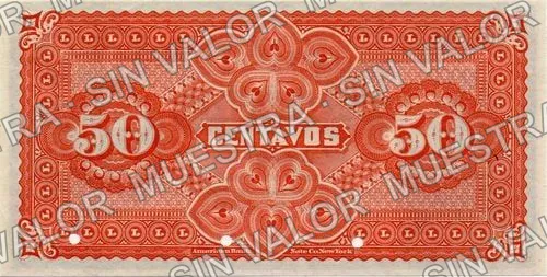 50 centavos, Banco de Santa Eulalia (M162), M162s 50c Banco de Santa Eulalia specimen, reverso