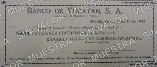50 centavos, Banco de Yucatán (M4493), anverso (M4493b 50c Banco de Yucatán)