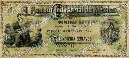 50 centavos, Banco Industrial de México (M220), anverso
