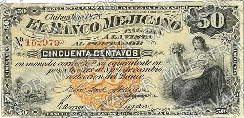 50 centavos, Banco Mejicano (M109), anverso