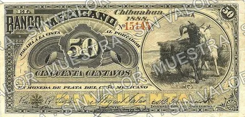 50 centavos, Banco Mexicano (M119), M119a 50c Banco Mexicano, anverso