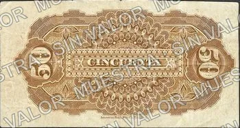 50 centavos, Banco Minero Chihuahuense Series B (M146), reverso