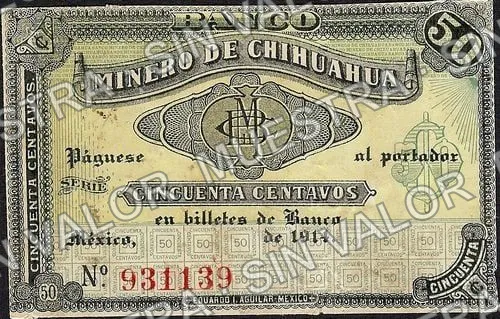 50 centavos, Banco Minero de Chihuahua (M151), M151 50c Banco Minero de Chihuahua, anverso