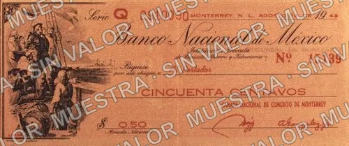50 centavos, Banco Nacional de México (M4415), M4415 50c Banco Nacional de México, anverso