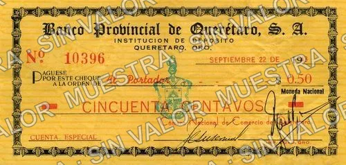 50 centavos, Banco Provincial de Querétaro (M4430), anverso