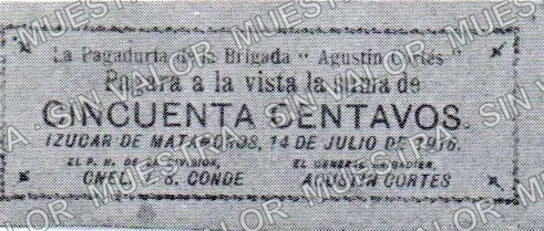 50 centavos, Brigada "Agustín Cortés" (M3511), anverso
