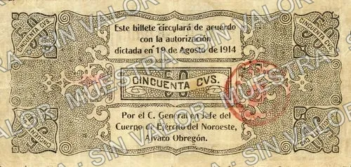 50 centavos, Brigada de Sinaloa (M3721), reverso