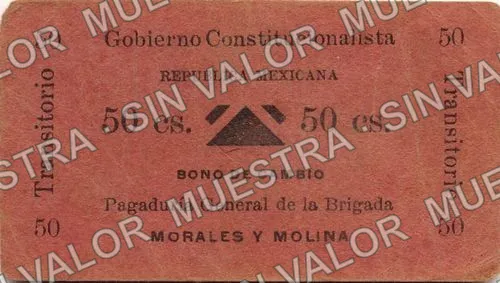 50 centavos, Brigada Morales y Molina (M1886), anverso (M1886 50c Brigada Morales y Molina)