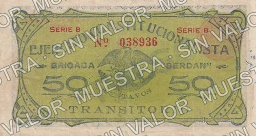 50 centavos, Brigada "Serdan" (M3523), M3523 50c Brigada "Serdan", anverso
